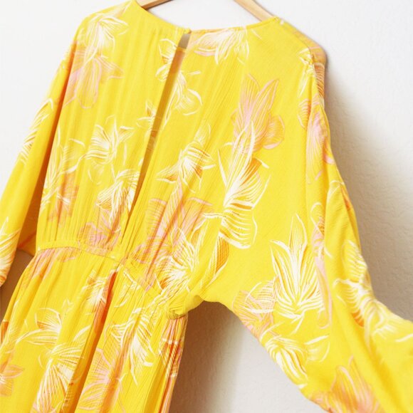 NEW Sisstrevolution I'm Fluttered Dress S Batwing Dolman Yellow Pink Gauze Mini - Picture 6 of 16
